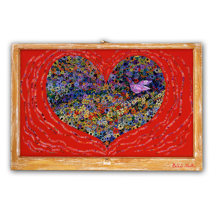 Heart and Hummingbird (Original Painting): The Art of Rachel Shultz