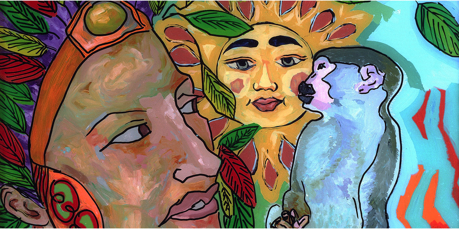 Collection Image - Brazil: Woman with Monkey and the Sun (Original Painting)