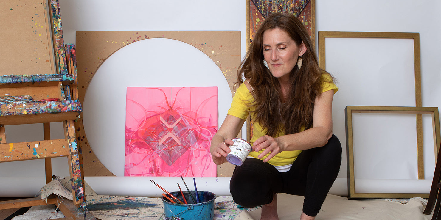 Rachel Shultz working a private commission in her studio