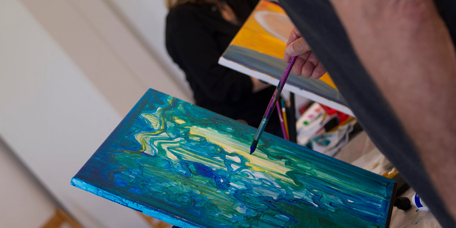 Student painting during a Rachel Shultz private session