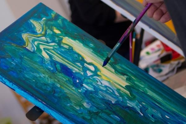 Student painting during a Rachel Shultz private session