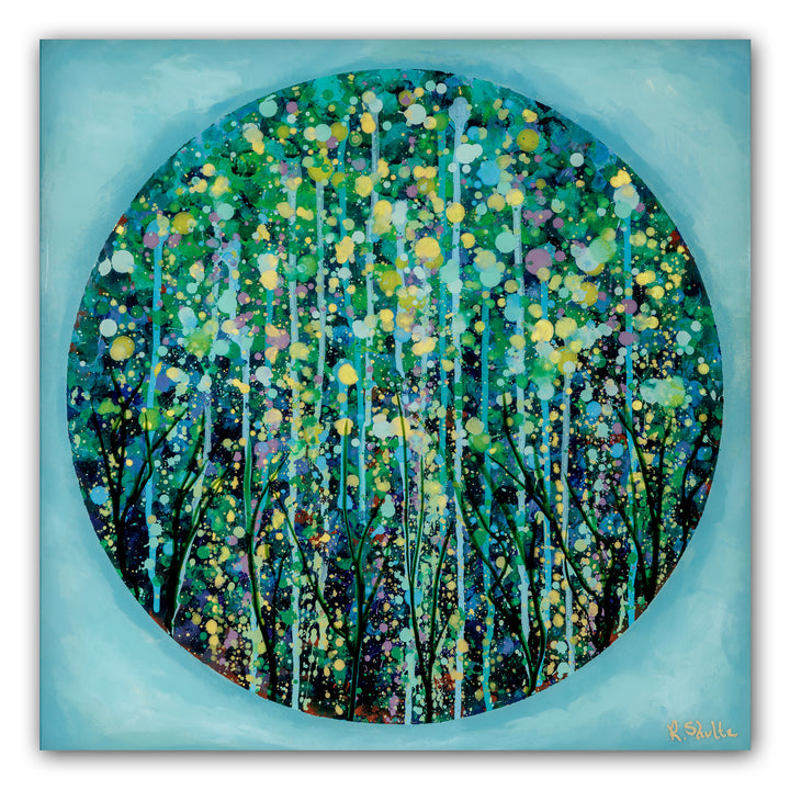 Blue Green Forest within Moon (Print): The Art of Rachel Shultz