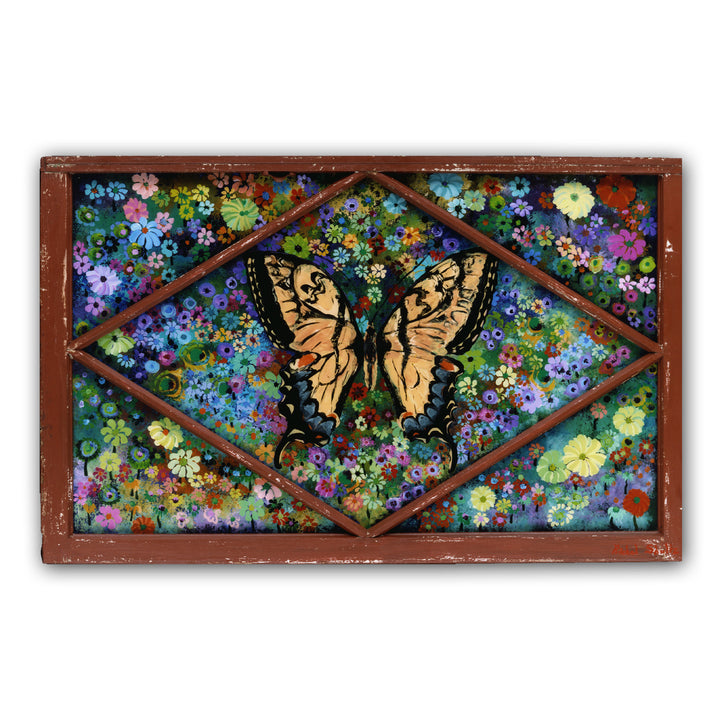 Butterfly and Flowers (Original Painting): The Art of Rachel Shultz