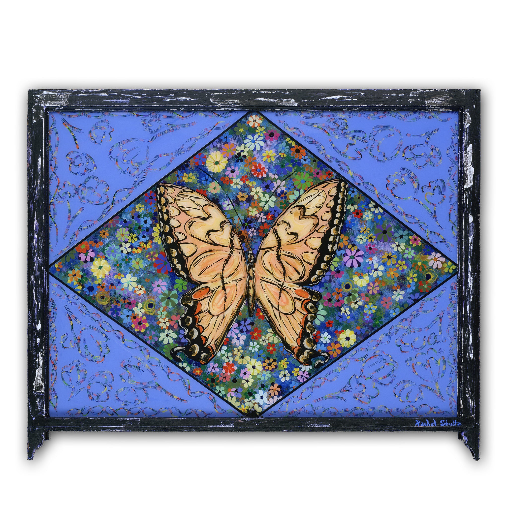 Butterfly with Wildflowers (Original Painting): The Art of Rachel Shultz
