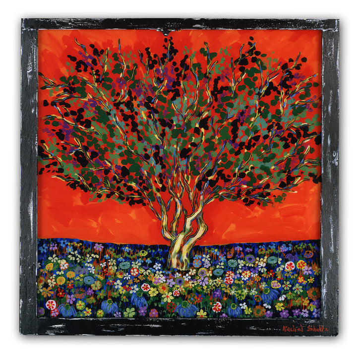 Tree with Red Sky (Original Painting): The Art of Rachel Shultz