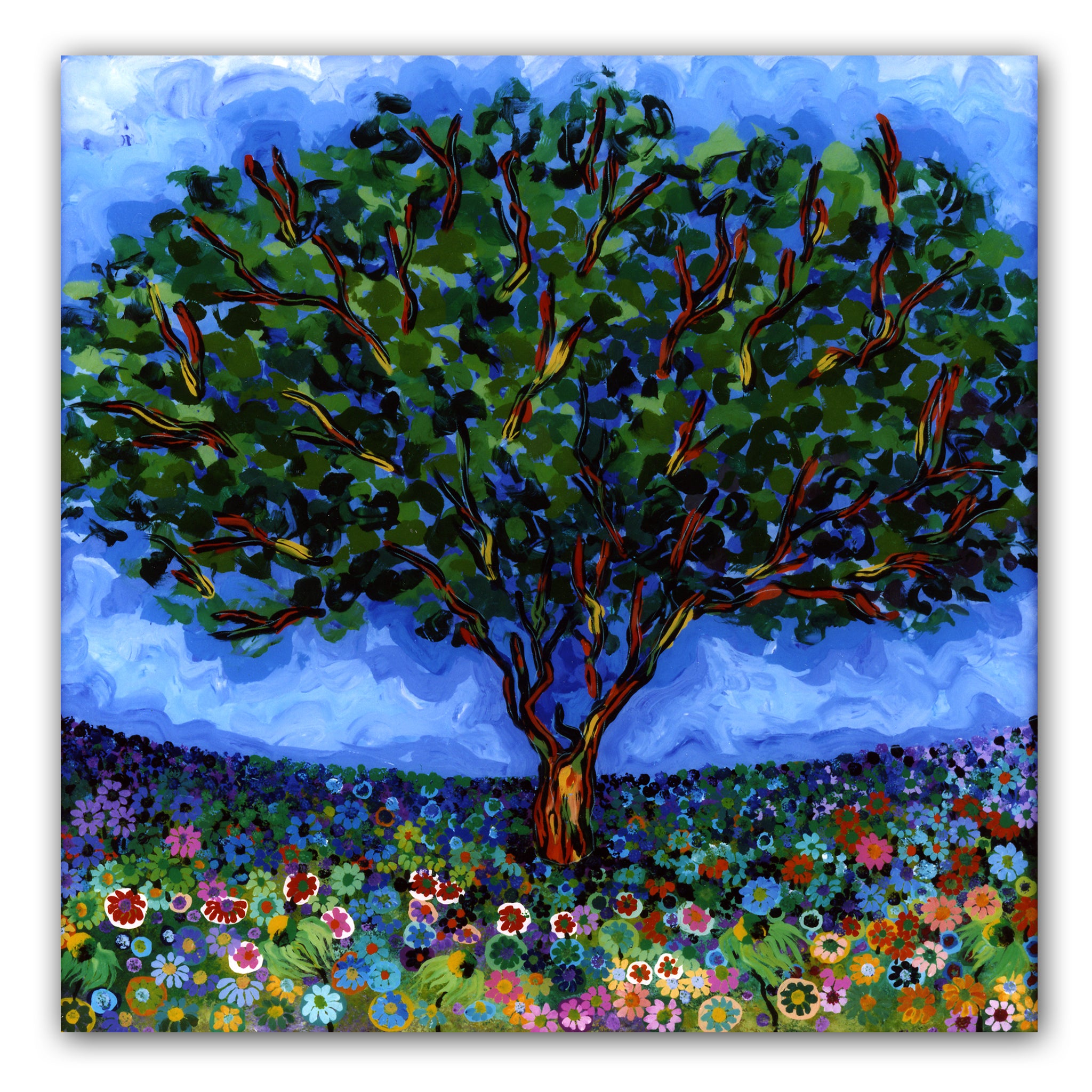 Tree with Cobalt Sky (Original Painting): The Art of Rachel Shultz