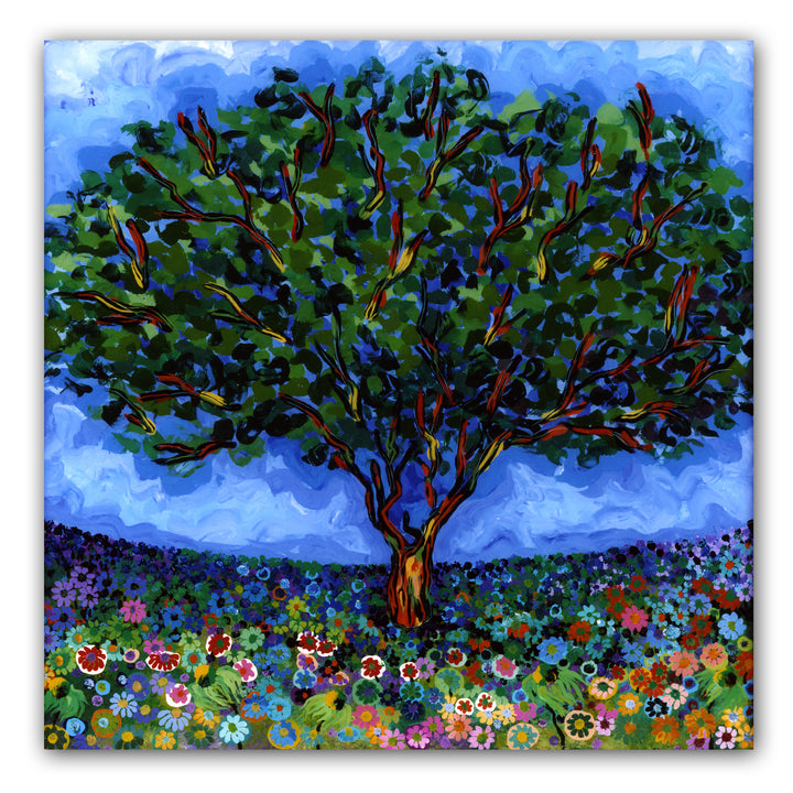 Tree with Cobalt Sky (Original Painting): The Art of Rachel Shultz