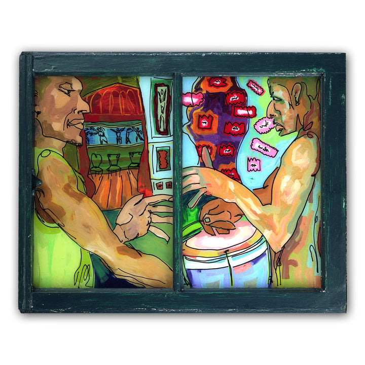 Two Drummers (Original Painting): The Art of Rachel Shultz